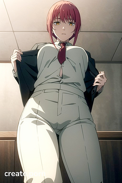 Makima from Chainsaw Man Strips Down in Her Office for Steamy Hentai AI Image