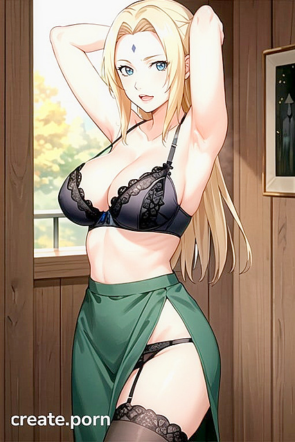 Tsunade from Naruto Strips in Lingerie for Sensual Hentai Pleasure