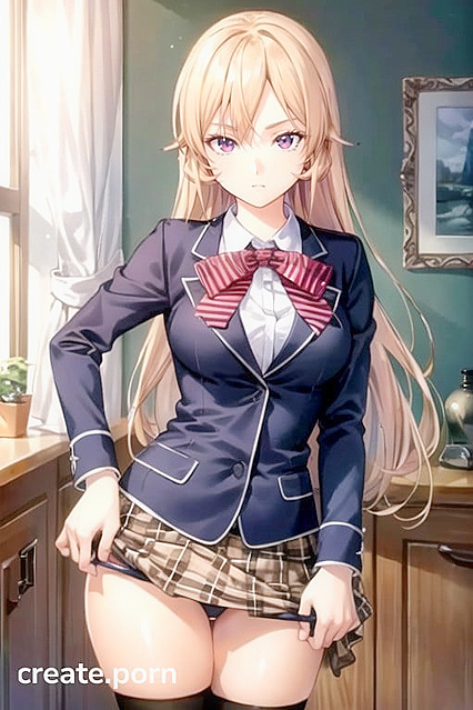 Nakiri Erina from Shokugeki no Soma Gets Her Panties Pulled Down in Erotic Hentai AI Image