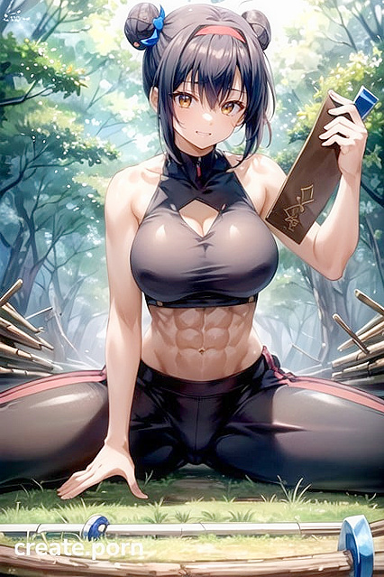 Warm Skinned Beauty with Very Short Hair Dominates Podium Image in hentai AI Porn