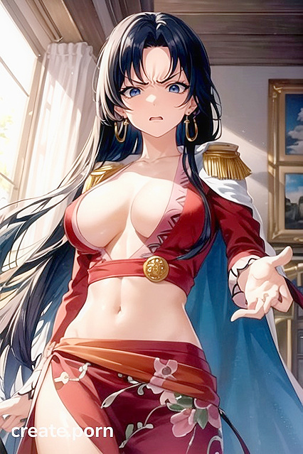Boa Hancock from One Piece Stares Seductively at You with Her Massive Breasts in Hentai AI Image