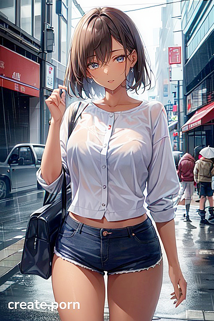 Standing in the Rain - A Solo Hentai Masturbation Image