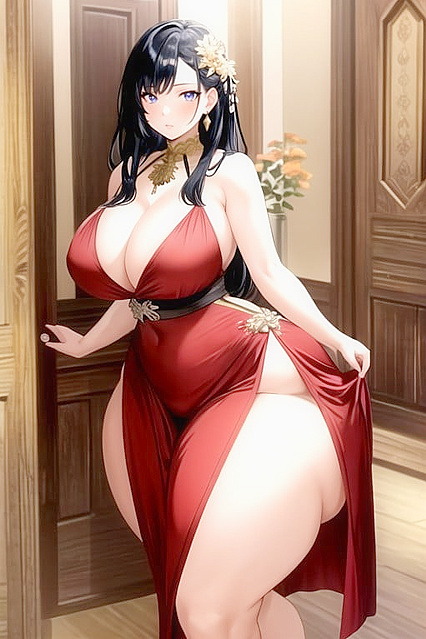 Delta from Eminence in Shadow Bares HerLarge Breasts in Seductive Hentai AI Image