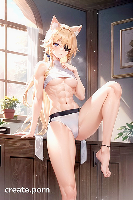 Naked Girl 18+ with Cat Ears andLarge Breasts in steamy Hentai AI Image