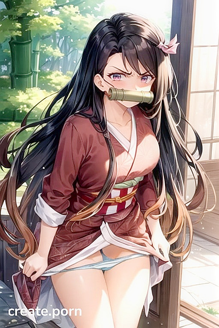 Nezuko from Demon Slayer Opens Wide and Reveals Her Pleasure in Hentai Hentai AI Image