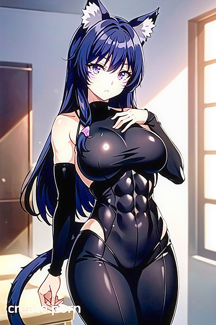 Busty Beauty in Jean Shorts Strips Down for Steamy Hentai AI Image
