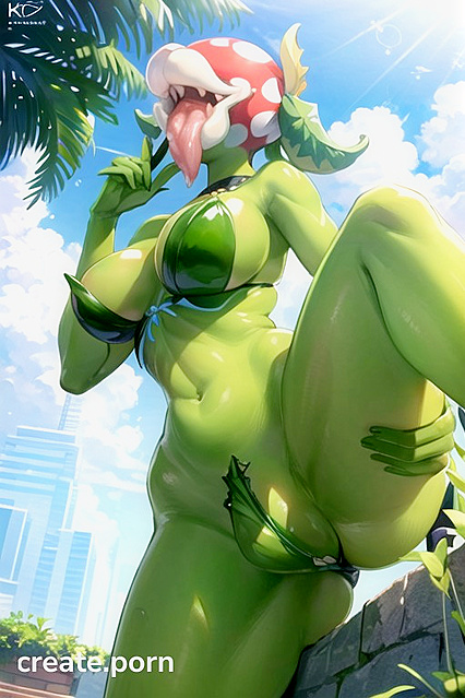 Green-Skinned Futanari Bottoming in Sensual Hentai AI Image