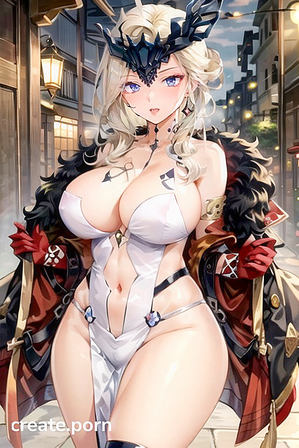 Off-Shoulder Cleavage Showcased in Steamy Exhibitionist Hentai AI Image