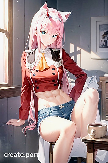 Large-Breasted Beauty in Jean Shorts Tempts You in Hentai AI Image