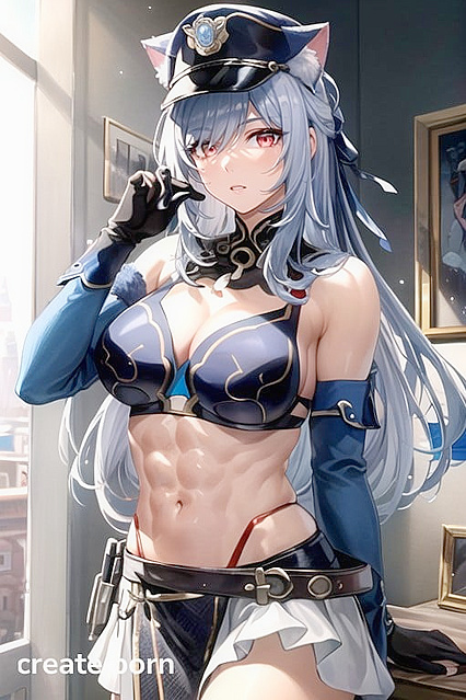 Jing Liu from Genshin Impact in Police Uniform with Huge Breasts for Steamy Hentai AI Image