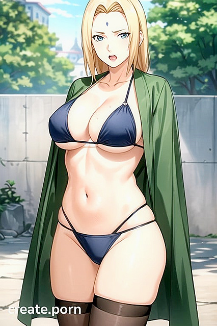 Tsunade from Naruto Wears Bikini and Nylons for Steamy Hentai AI Image