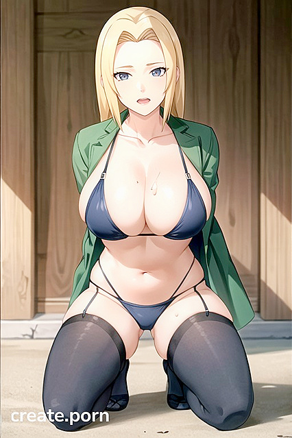 Bikini Babe Kneels with Hands Behind Her Back for Steamy Hentai AI Image