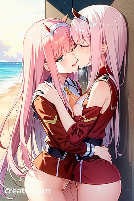 Bikini Babes Lock Lips in Steamy  Hentai AI Image