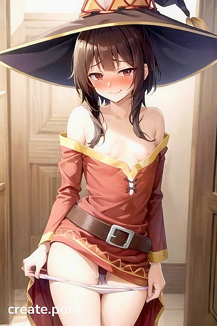 Megumin from Isekai Quartet Gets Her panties Pulled Down for a naughty Creampie Hentai AI Image
