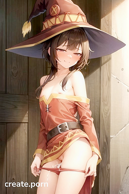 Megumin from Isekai Quartet Gets Her Panties Pulled Down for Slim Anime Ecstasy