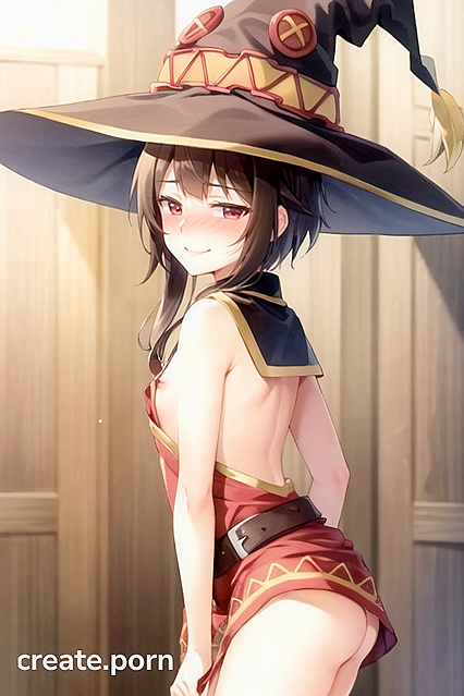 Mischievous Smile and Blush as Her Panties Are Pulled Down in Rear View Hentai AI Image