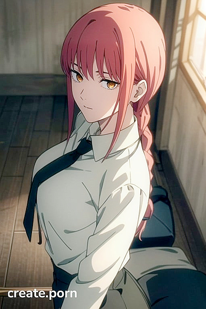Makima in Office Shirt Rides Cock Like a Pro, Full Body Hentai Action