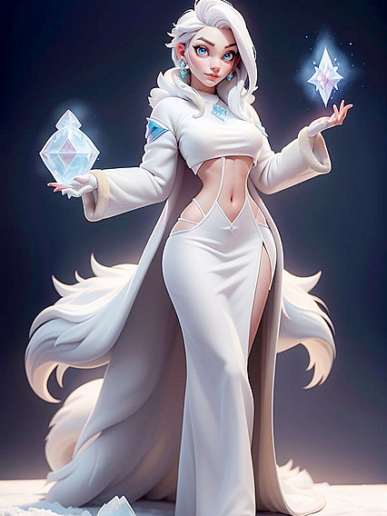 3D Hentai Babe in White Fur Coat with Exposed Navel Gets Pounded Raw