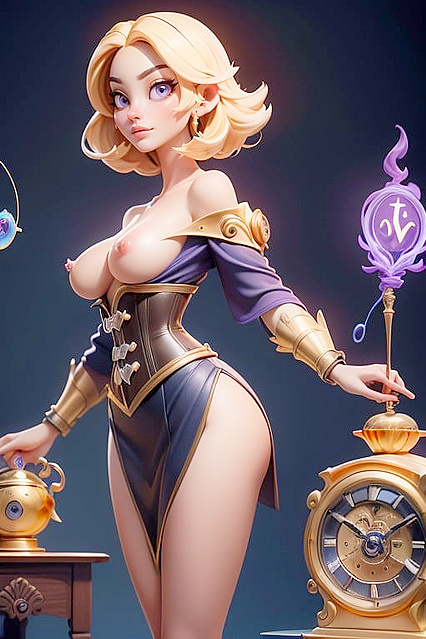 Chronomage Casts Spell, Puts Armored Bitch in Heat, Wild Hentai Sex Fest