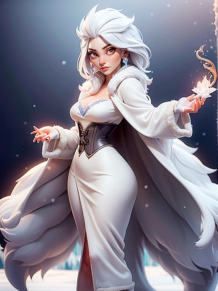 Babe in Fur Coat Casting Ice Magic Spells, Sunset Hentai Sex Orgy