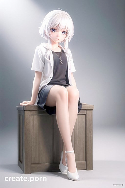 3D Hentai Babe with Pale Skin and Perfect Tits in Front View Action