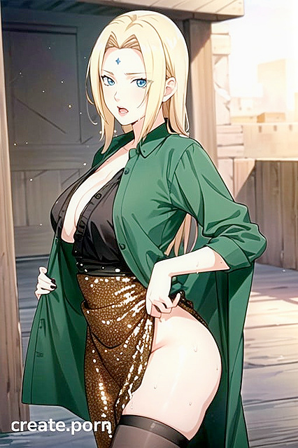 Tsunade Strips Her Shiny Sequin Dress for a Steamy Solo Orgasm Session