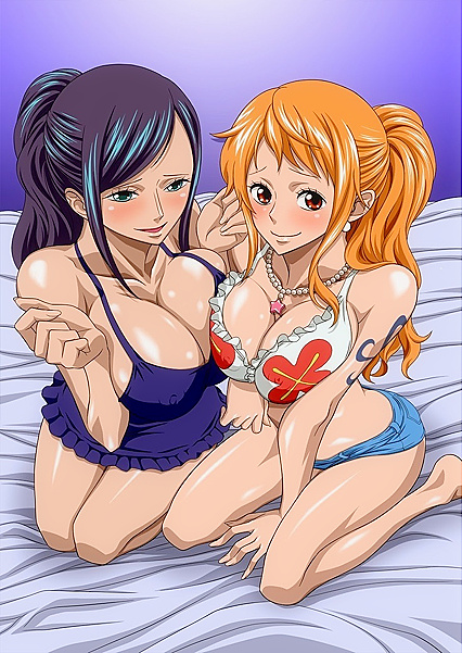 Busty one piece girls have a naughty threesome fuck - Nami and Robin himehime sandwich - 72 Pics