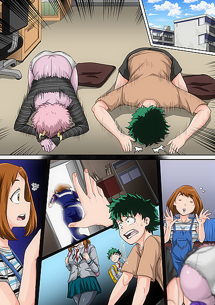 Deku Fucks Uraraka and Mineta in Teen 18+ Pussy Fun - My Hero Academia Hentai Manga