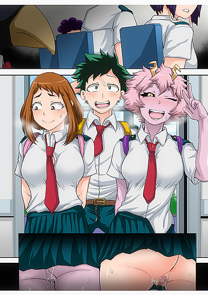 Deku Fucks Uraraka and Mineta in Teen 18+ Pussy Fun - My Hero Academia Hentai Manga