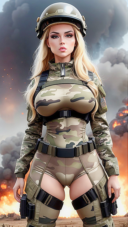 Sexy Blonde Military Babes With Big Boobs Dominate the Battlefield
