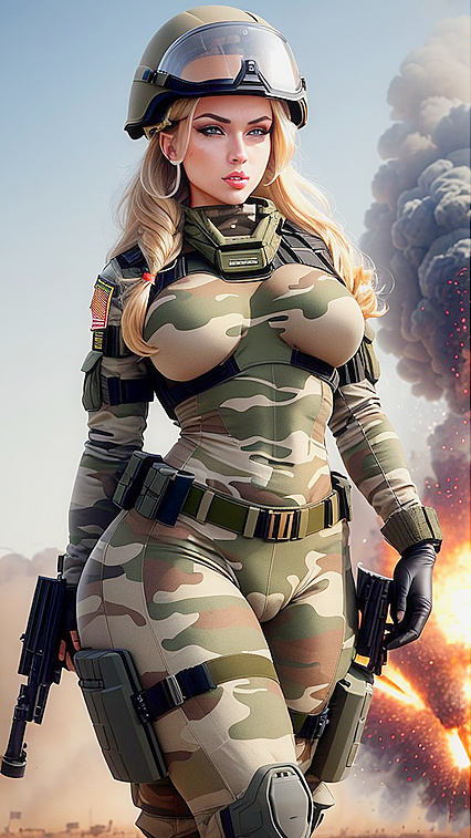 Sexy Blonde Military Babes With Big Boobs Dominate the Battlefield