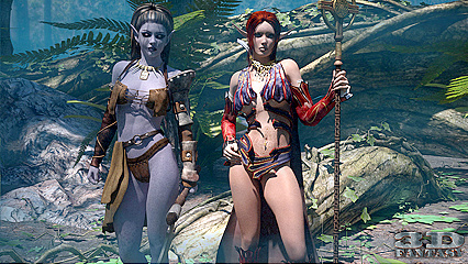 Sexy Elf Lesbians Enjoy steamy 3D Sex Rendezvous in the Forest