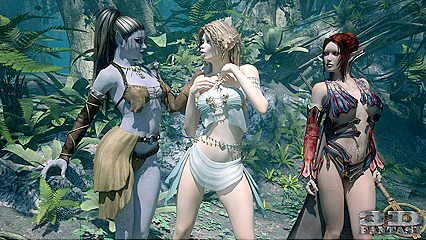 Sexy Elf Lesbians Enjoy steamy 3D Sex Rendezvous in the Forest
