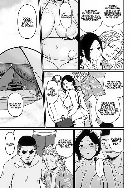 Busty Milf from Hentai Fucked in Tent by Two Guys While Husband Away - 73 Pics