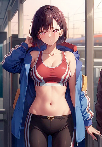 Bending Over at the Train Station at Dusk in Steamy Hentai Picture