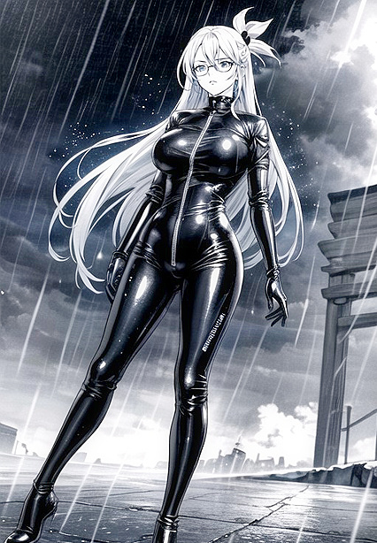 Aqua from Konosuba Explored in Full Body Black and White Hentai Splendor