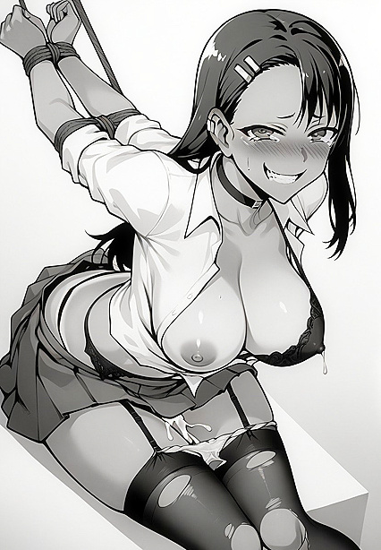 Garter Belt and One Exposed Breast in Panty-Dropping Hentai Picture