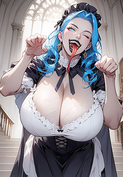 Victorian Vampire Maid with Waisted Curves and Veiny Breasts in Ecstatic Hentai Picture