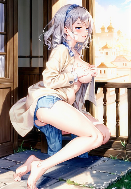 Sunny's Seductive Side Profile in Dimly Lit hentai AI Picture