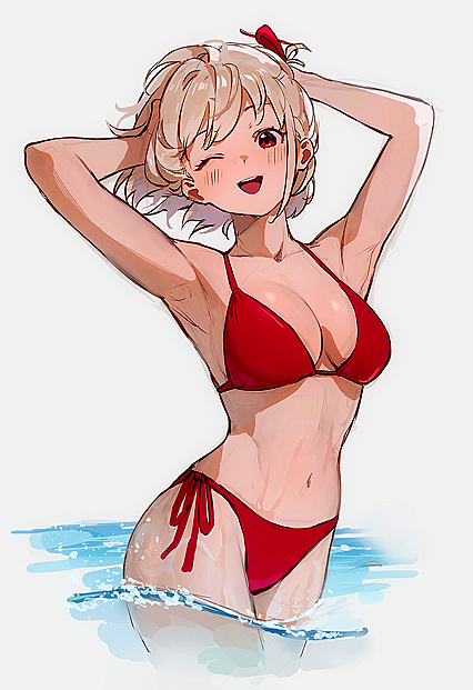 Holy shitl! Chizatron rockin’ dat fyah-red thong on da beach!