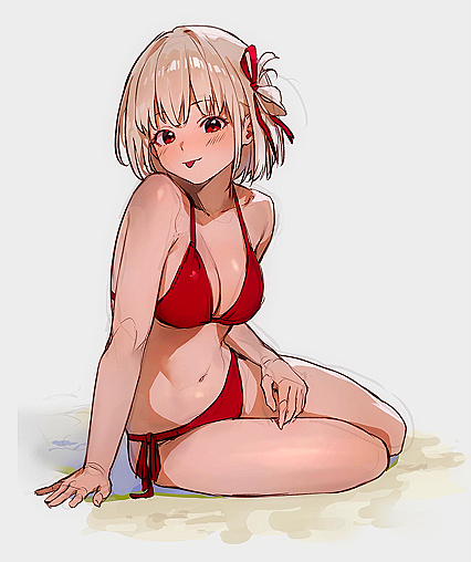Holy shitl! Chizatron rockin’ dat fyah-red thong on da beach!