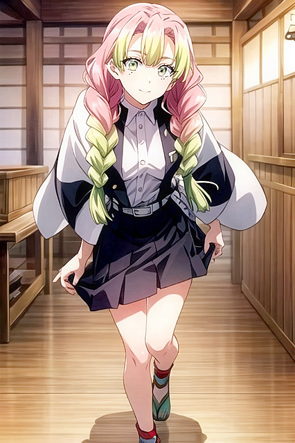 Mitsuri Kanroji from Demon Slayer Seductively Winks While Pulling Down Her Panties