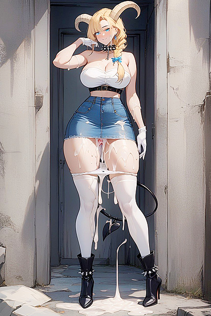 Demon Goddess with Black Heels and Goat Horns Teases in Seductive Hentai Picture