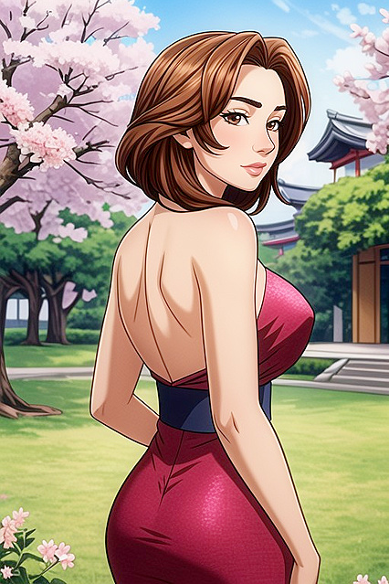 Bust Shot with Arms Behind Her Back in Seductive hentai Picture