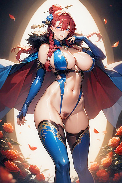 Pov Elbow Glove Fetish with Plump Breasts in erotic Hentai Picture