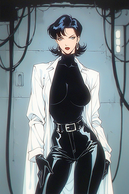 Tattooed Babe with Pigtails Wearing a Used Condom Belt in Hot Hentai Picture