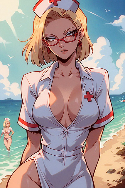Sunny's Android Body with Large Rounded Breasts in Seductive Hentai Picture