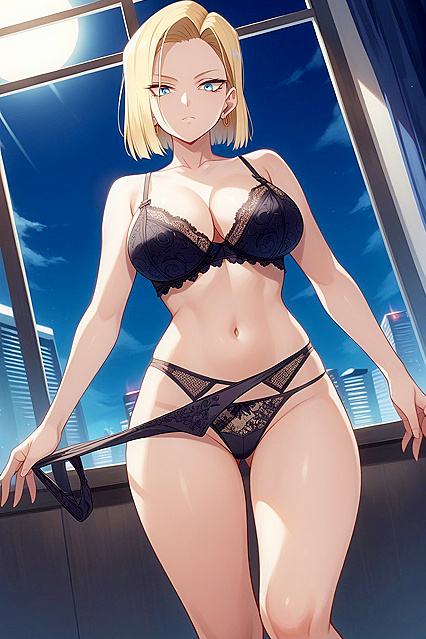 Sunny's Android Body Revealed – Steamy Pantie Removal in Hentai AI Picture