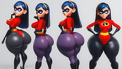 Clothed Model with Extra-Wide Hips in Seductive Hentai Picture