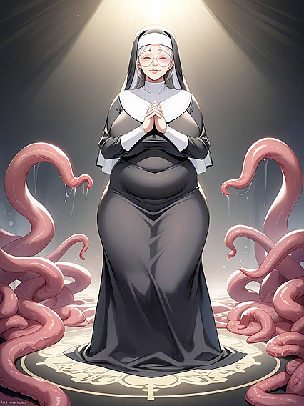 Nun's Pleasure in the Flesh-Covered Cave –  Hentai Erotica